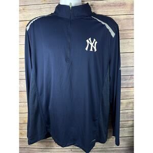 Majestic coal base XL New York Yankees blue pull over 1/4 zip long sleeve shirt
